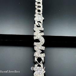925 Sterling Silver Genuine Ladies Mum Bracelet Curb Chain Lab-Created 7.5