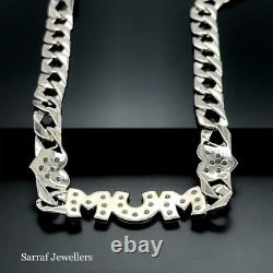 925 Sterling Silver Genuine Ladies Mum Bracelet Curb Chain Lab-Created 7.5