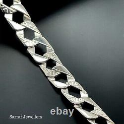 925 Sterling Silver Genuine Ladies Mum Bracelet Curb Chain Lab-Created 7.5