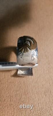 925 Sterling Silver Hopi Overlay Kokopelli Cuff Bracelet 28.3g