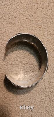 925 Sterling Silver Hopi Overlay Kokopelli Cuff Bracelet 28.3g