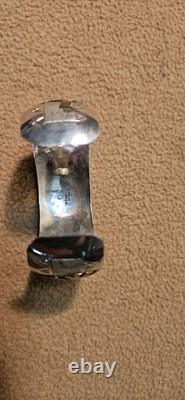 925 Sterling Silver Hopi Overlay Kokopelli Cuff Bracelet 28.3g