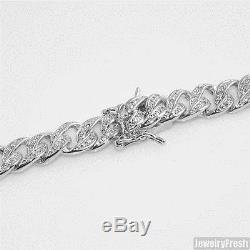 925 Sterling Silver Iced Out Mens Miami Cuban Bracelet