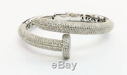 925 Sterling Silver LARGE ICED OUT Hammer & Nail DESIGN Bangle Cuff Bracelet
