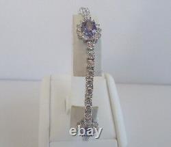 925 Sterling Silver Ladies Tennis Bracelet Lab Created Diamond/tanzanite/ 8'