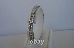 925 Sterling Silver Ladies Tennis Bracelet Lab Created Princess Diamonds /7 1/2