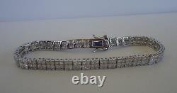 925 Sterling Silver Ladies Tennis Bracelet Lab Created Princess Diamonds /7 1/2