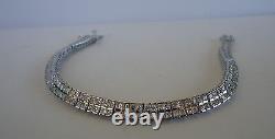 925 Sterling Silver Ladies Tennis Bracelet Lab Created Princess Diamonds /7 1/2