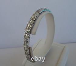 925 Sterling Silver Ladies Tennis Bracelet Lab Created Princess Diamonds /7 1/2