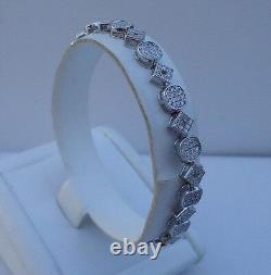 925 Sterling Silver Ladies Tennis Bracelet Simulated Diamonds / 7'' Long/elegant