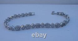 925 Sterling Silver Ladies Tennis Bracelet Simulated Diamonds / 7'' Long/elegant