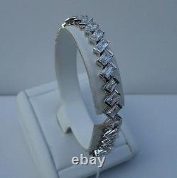 925 Sterling Silver Ladies Tennis Bracelet W 10 Cts Diamond / 7.5'' Long/elegant
