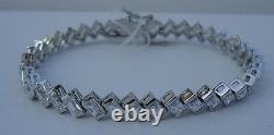 925 Sterling Silver Ladies Tennis Bracelet W 10 Cts Diamond / 7.5'' Long/elegant