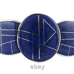 925 Sterling Silver Lapis Lazuli Cuff Bracelet Bangle Jewelry Size 6.5 Ct 3.5