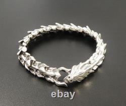925 Sterling Silver Linked Scales Bones Chain Dragon Bracelet 7 7.5 8 8.5 9