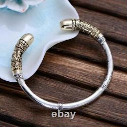 925 Sterling Silver Men Jewelry Vintage Cuff Bracelet Nordic Bangle Bracelet