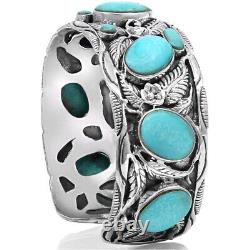 925 Sterling Silver Men Women Cuff Bracelet Blue Opal Stone Turquoise Jewelry