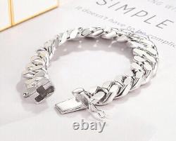 925 Sterling Silver Men's 13.5mm Thick Big Miami Cuban Curb Chain Link Bracelet