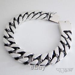 925 Sterling Silver Men's Bracelet Curb Links Classic Chain New Sz 8.5