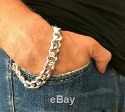 925 Sterling Silver Men's Cuban Curb Link Chain 8.5 Fine Bracelet Jewelry 60 Gr