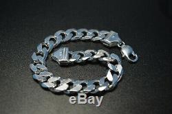 925 Sterling Silver Men's Cuban Curb Link Chain 8.5 Fine Bracelet Jewelry 60 Gr