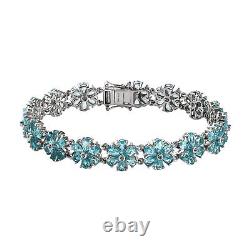 925 Sterling Silver Natural Apatite White Zircon Bracelet Gift Size 8 Ct 21.3