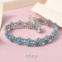 925 Sterling Silver Natural Apatite White Zircon Bracelet Gift Size 8 Ct 21.3