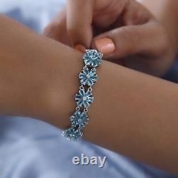 925 Sterling Silver Natural Apatite White Zircon Bracelet Gift Size 8 Ct 21.3