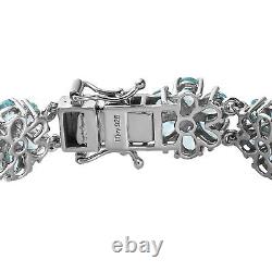 925 Sterling Silver Natural Apatite White Zircon Bracelet Gift Size 8 Ct 21.3