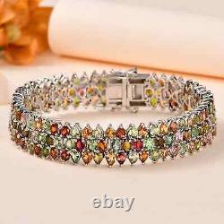 925 Sterling Silver Natural Multi-Tourmaline Line Bracelet Size 7.25 Ct 23.8