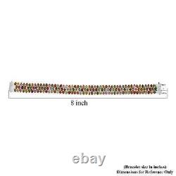 925 Sterling Silver Natural Multi-Tourmaline Line Bracelet Size 7.25 Ct 23.8