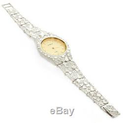 925 Sterling Silver Nugget Wrist Watch with Geneve Watch 8.5 Graduated Band 52g