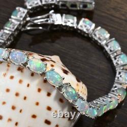 925 Sterling Silver Opal Tennis Bracelet Jewelry for Women Size 7.25 Ct 8.7