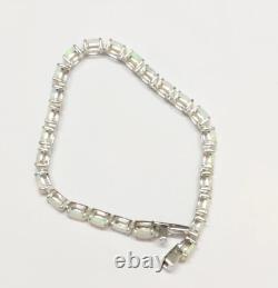 925 Sterling Silver Oval Ethiopian Fire Opal Tennis Bracelet Gemstone Jewelry sp