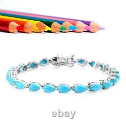 925 Sterling Silver Pear Shape Turquoise Gemstone New Year Gift Tennis Bracelet