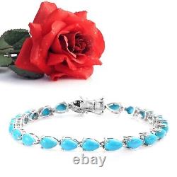 925 Sterling Silver Pear Shape Turquoise Gemstone New Year Gift Tennis Bracelet