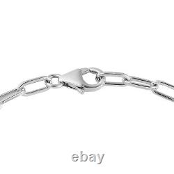 925 Sterling Silver Petalite Paper Clip Chain Bracelet Gift Size 7.25 Ct 6.1