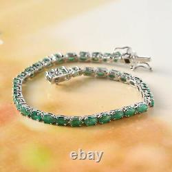 925 Sterling Silver Platinum Over Emerald Tennis Bracelet Gift