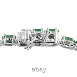 925 Sterling Silver Platinum Over Emerald Tennis Bracelet Gift
