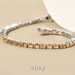 925 Sterling Silver Platinum Over Fire Opal Tennis Bracelet Size 7.25 Ct 5.5