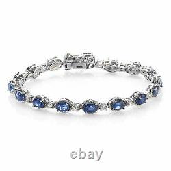 925 Sterling Silver Platinum Over Kyanite Zircon Tennis Bracelet 7.25 Ct 12.3