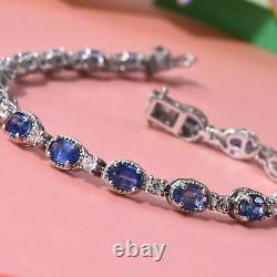 925 Sterling Silver Platinum Over Kyanite Zircon Tennis Bracelet 7.25 Ct 12.3