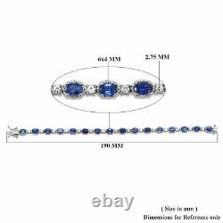 925 Sterling Silver Platinum Over Kyanite Zircon Tennis Bracelet 7.25 Ct 12.3