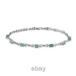 925 Sterling Silver Platinum Plated Emerald Bracelet Jewelry Size 7.25 Ct 1.1