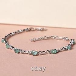 925 Sterling Silver Platinum Plated Emerald Bracelet Jewelry Size 7.25 Ct 1.1