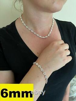 925 Sterling Silver Puffed Mariner Link Chain Necklace Or Bracelet 6-12mm 7-30