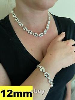 925 Sterling Silver Puffed Mariner Link Chain Necklace Or Bracelet 6-12mm 7-30