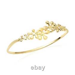 925 Sterling Silver Real 14K Yellow Gold Plated Bangle Cuff Bracelet Size 7