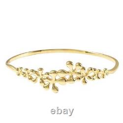 925 Sterling Silver Real 14K Yellow Gold Plated Bangle Cuff Bracelet Size 7