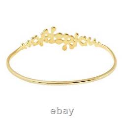 925 Sterling Silver Real 14K Yellow Gold Plated Bangle Cuff Bracelet Size 7